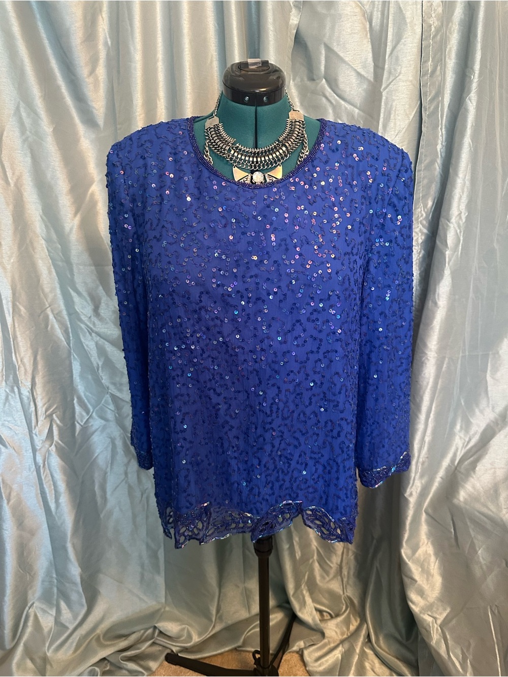 Embellished Royal Blue Sequin Women's Tunic